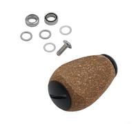 eel Handle Knob for DAIWA Baitcasting Reels, Soft Rubber Cork Wood Grip, 27x4mm Shaft Replacement Parts with Bearings and Screws, Black Gold Red(black)