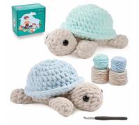 Eelexa Crochet Kit for Beginners, Amigurumi Crocheting Animal Kits, with Step-by-Step Video Tutorials for Kids Adults Beginner - 2 Pack Turtles