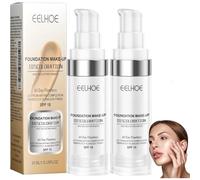 EELHOE Colour Changing Foundation, Flawless Eelhoe Colour Changing Mature Skin Foundation, Full Coverage Naturally Moisturizing Sunscreen Brighten, Mature Skin Makeup Cream Concealer (2PC)