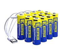 EEMB AA Batteries 12 Pack AA Rechargeable Batteries Lithium Batteries AA USB Type C Charging Cable Battery 1.5V 2600mWh for Blink Camera Flashlight
