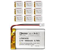 EEMB Lithium Polymer battery 3.7V 1800mAh 963450 Lipo Rechargeable Battery Pack with wire JST Connector for Dashcam and Bluetooth Speaker-confirm device & connector polarity before purchase(10)