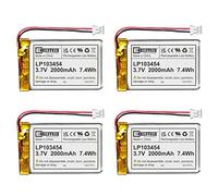 EEMB Lithium Polymer battery 3.7V 2000mAh 103454 Lipo Rechargeable Battery Pack with wire JST Connector for Bluetooth Speaker and Dashcam-confirm device & connector polarity before purchase(4)