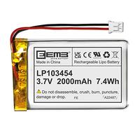 EEMB Lithium Polymer battery 3.7V 2000mAh 103454RP Lipo Rechargeable Battery Pack with wire JST Connector for Bluetooth Speaker and Dashcam-confirm device & connector polarity before purchase