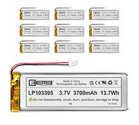 EEMB Lithium Polymer battery 3.7V 3700mAh 103395 Lipo Rechargeable Battery Pack with wire JST Connector for LED and Wireless Device-confirm device & connector polarity before purchase(10)