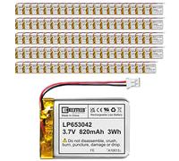EEMB Lithium Polymer battery 3.7V 820mAh 653042 Lipo Rechargeable Battery Pack with wire JST Connector-confirm device & connector polarity before purchase(100)