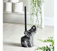EEMKAY® New Antique Silver Finish Elephant Toilet Brush Bathroom Decor M-21