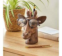 EEMKAY® New Giraffe Head Pot & Reading Glasses Stand Holder Pencil Storage Desk Ornament Playful Addition to Living Space M-21