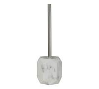 EEMKAY® New Modern Marble Effect Resin Toilet Brush Holder & Chrome Handle Bathroom Decor 38cm M-19 - White