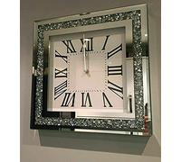 EEMKAY® New Ravishing Design Loose Diamante Mirrored Wall Clock Crushed Jewel Roman Number