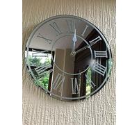 EEMKAY® New Stunning Alluring Design Round Silver Sparkle Glitter Mirrored Wall Clock Roman Number