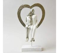 EEMKAY® New Stunning Couple Setting In Heart Sculpture Ornament Elegant Design Home Décor M-19 - Silver