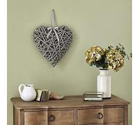 EEMKAY New Wall Hanging Grey Wicker Heart Shaped Wall Art Ornament Elegant Decorative look