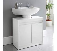 EEMKAY® New White High Gloss Under Sink Storage Unit Store Your All Kind of Bathroom Essentials