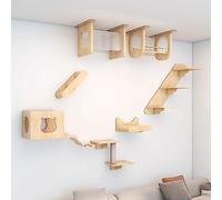 Een elektrisch scheermesje All Solid Wood Cat Climbing Frame Set, Wall-Mounted Cat Wall Furniture, Space-Saving, for Wall Cat Climbing Shelf and Perch(Set6)