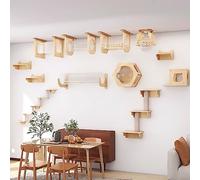 Een elektrisch scheermesje All Solid Wood Cat Climbing Frame Set, Wall-Mounted Cat Wall Furniture, Space-Saving, for Wall Cat Climbing Shelf and Perch(Set8)