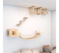 Een elektrisch scheermesje All Solid Wood Cat Climbing Frame Set, Wall-Mounted Cat Wall Furniture, Space-Saving, for Wall Cat Climbing Shelf and Perch(Set2)