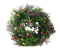 Eeneme 15 Inch Spring Wreath - Artificial Daisy and Lavender Flower Wreath - Texas Wildflower Wreath for Front Door Home Decoration