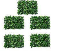 Eeneme 5PCS Artificial Ivy Leaf Green Plant Simulation Green Grass Home Privacy Hedging Wall Decoration Garden Fence UV Fade Protected(15 * 23inch)