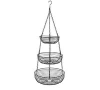 Eeneme Hanging Fruit Basket, 3 Tier Hanging Basket, Hanging Shelf, 84 cm Fruit Baskets, Vegetable Basket, Kitchen Hanging Basket, Iron Baskets Fruit with Hooks for Fruit, Vegetables and Plants