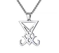 EENSYWEENSY Satan Church Necklace - Lucifer Devil Seal Pendant Religious Jewelry Gift for Men and Women, Stainless Steel, No Gemstone