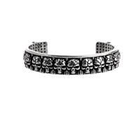 EENSYWEENSY Skull Bracelets for Men, Stainless Steel Embossed Skull Cuff Bracelet, Chunky Gothic Punk Biker Jewelry with Heavy Metal Design, Masculine Gift for him