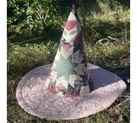 EEOO Vintage Cottagecore Halloween Witch Hat, Renaissance Costume Witchy Vibes, The Prairie Misfit Handmade Quilt Witch Hat (D-1pc)