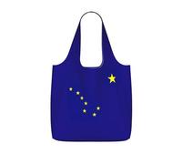 eeprty Alaska state flag Printed Reusable Grocery Tote Bag, Foldable Shopping Bag 25L, Lightweight for Travel Daily Use