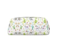 eeprty Alpaca Llama Cactus Flag Mountain Printing Leather Pencil Pouch Pen Case Elegant and Practical Bag for Students Perfect for Office School