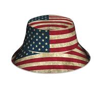 eeprty American Flag Print Sun Protection Hat, Reflective Bucket Hat, Reversible Outdoor Hat for Gardening and Fishing Black