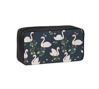 eeprty Beautiful White Swans on The Lake Printed Canvas-Style Pen Case, Roomy Zippered Pouch with Handle for Daily School Office Art