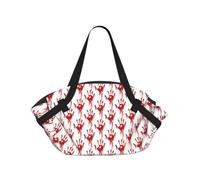 eeprty Bloody Handprints Printed Foldable Outdoor Blanket With Internal Pockets, Round 94cm Mat for Beach Lawn Outing