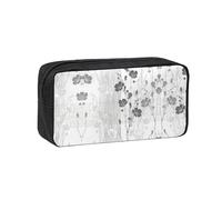 eeprty Blooming Hibiscus Flowers Printed Canvas-Style Pen Case, Roomy Zippered Pouch with Handle for Daily School Office Art