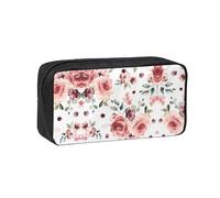 eeprty Blossoming Rose Flowers Printed Canvas-Style Pen Case, Roomy Zippered Pouch with Handle for Daily School Office Art