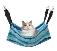 eeprty Blue Wave Stripe Pet Cage Hammock,Warm Pet Hammock,Soft Hanging Cat Bed Mat Winter Warm