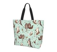 eeprty Cartoon Cute Otter Large Tote Bag For Women, Durable Shoulder Bag With All-Over Print, Reusable Shopping Handbag For Work Travel