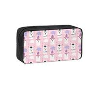 eeprty Cartoon Llama Alpaca Printed Canvas-Style Pen Case, Roomy Zippered Pouch with Handle for Daily School Office Art