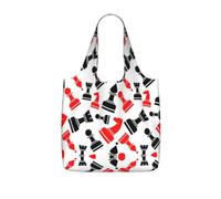 eeprty Chess Pattern Printed Reusable Grocery Tote Bag, Foldable Shopping Bag 25L, Lightweight for Travel Daily Use