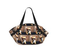 eeprty Chihuahua Dog Glasses 1 Printed Foldable Outdoor Blanket With Internal Pockets, Round 94cm Mat for Beach Lawn Outing