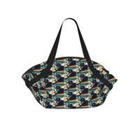 eeprty Chihuahua Dog Glasses Printed Foldable Outdoor Blanket With Internal Pockets, Round 94cm Mat for Beach Lawn Outing