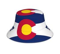 eeprty Colorado State Flag Print Sun Protection Hat, Reflective Bucket Hat, Reversible Outdoor Hat for Gardening and Fishing Black