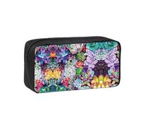 eeprty Colorful Succulent 1 Printed Canvas-Style Pen Case, Roomy Zippered Pouch with Handle for Daily School Office Art
