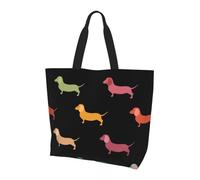 eeprty Cute Dachshound Dogs Large Tote Bag For Women, Durable Shoulder Bag With All-Over Print, Reusable Shopping Handbag For Work Travel
