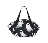 eeprty Cute White Ghost Halloween Pattern 1 Printed Foldable Outdoor Blanket With Internal Pockets, Round 94cm Mat for Beach Lawn Outing