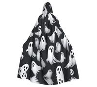 eeprty Cute White Ghost Halloween Pattern 1 Renaissance Fair Robe,Adult Hooded Cloak Long Cape,For Larp Medieval Cosplay Costume