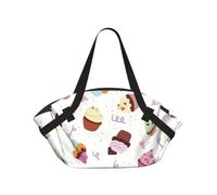 eeprty Delicious Cupcakes Printed Foldable Outdoor Blanket With Internal Pockets, Round 94cm Mat for Beach Lawn Outing