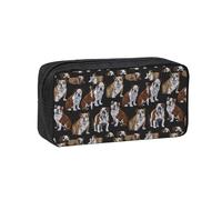 eeprty English Bulldogs Printed Canvas-Style Pen Case, Roomy Zippered Pouch with Handle for Daily School Office Art