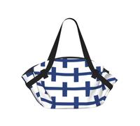 eeprty Finnish flag Printed Foldable Outdoor Blanket With Internal Pockets, Round 94cm Mat for Beach Lawn Outing