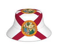 eeprty Flag of Florida Print Sun Protection Hat, Reflective Bucket Hat, Reversible Outdoor Hat for Gardening and Fishing Black