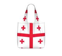 eeprty Flag of Georgia Printed Reusable Grocery Tote Bag, Foldable Shopping Bag 25L, Lightweight for Travel Daily Use