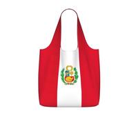 eeprty Flag of Peru Printed Reusable Grocery Tote Bag, Foldable Shopping Bag 25L, Lightweight for Travel Daily Use